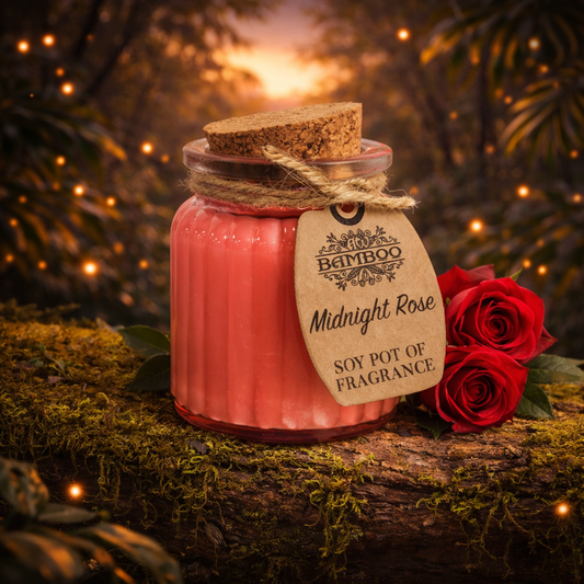 Bougie soja rose de minuit en pot – Parfum floral