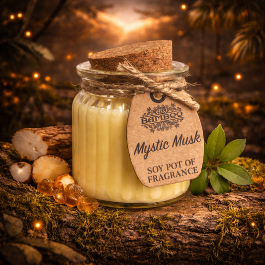 Bougie soja musc mystique en pot – Parfum sensuel