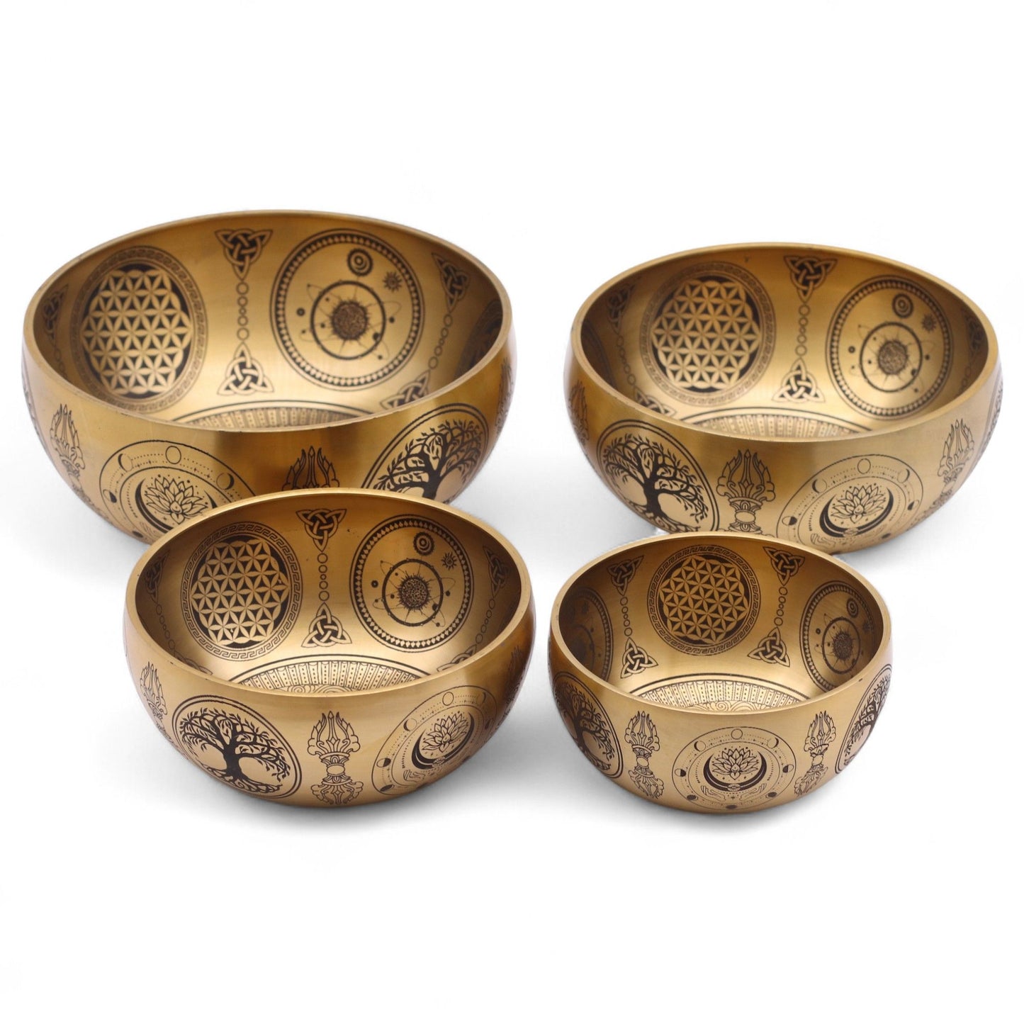 Buddha-Figuren aus reinem Messing, geätzt – 4er-Set