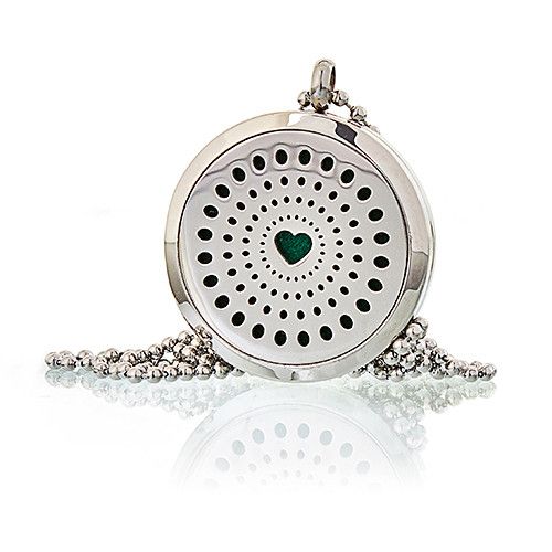 Aromatherapie-Diffusor-Halskette – Diamanten-Herzdesign | 30 mm