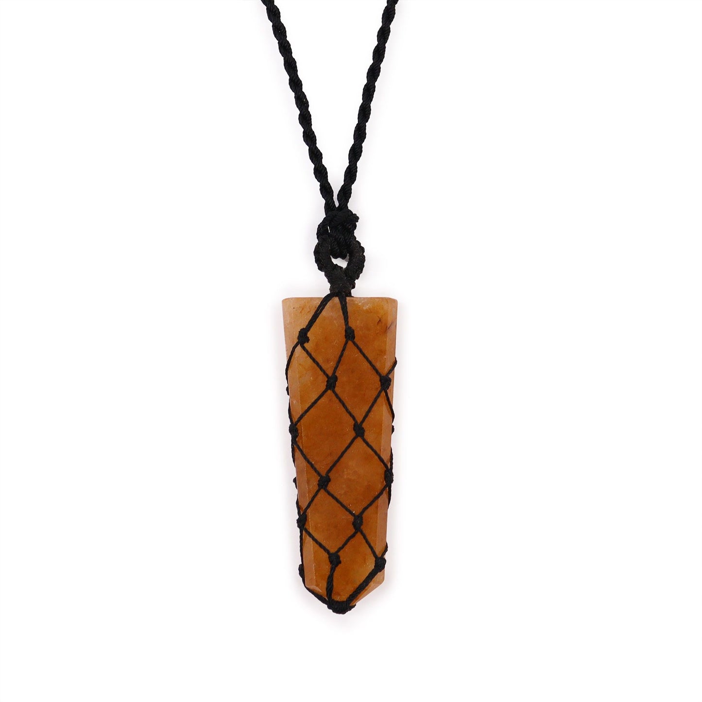 Laced Gemstone Flat Point Pendant – Golden Quartz