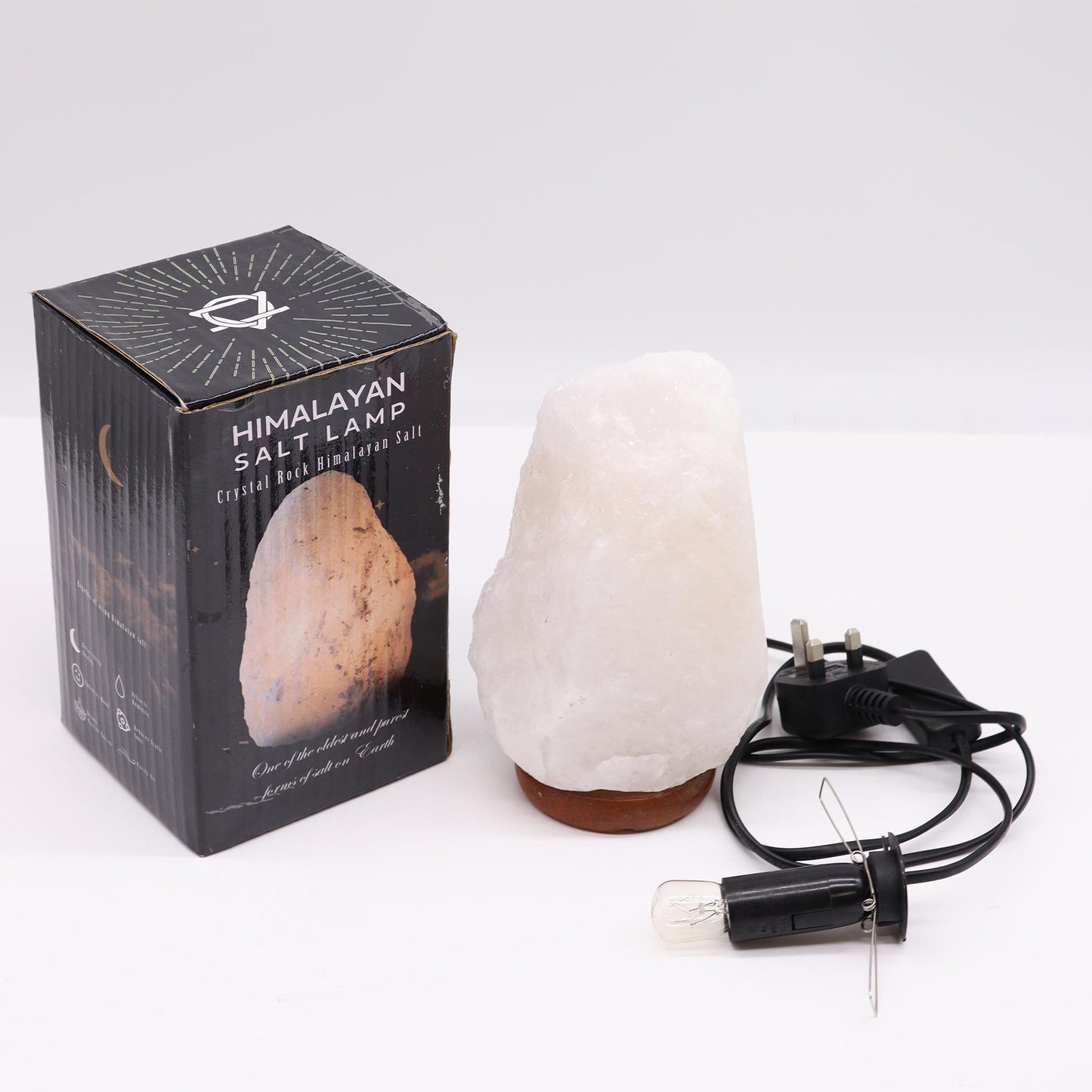 Crystal Rock Himalayan Salt Lamp with Wooden Base