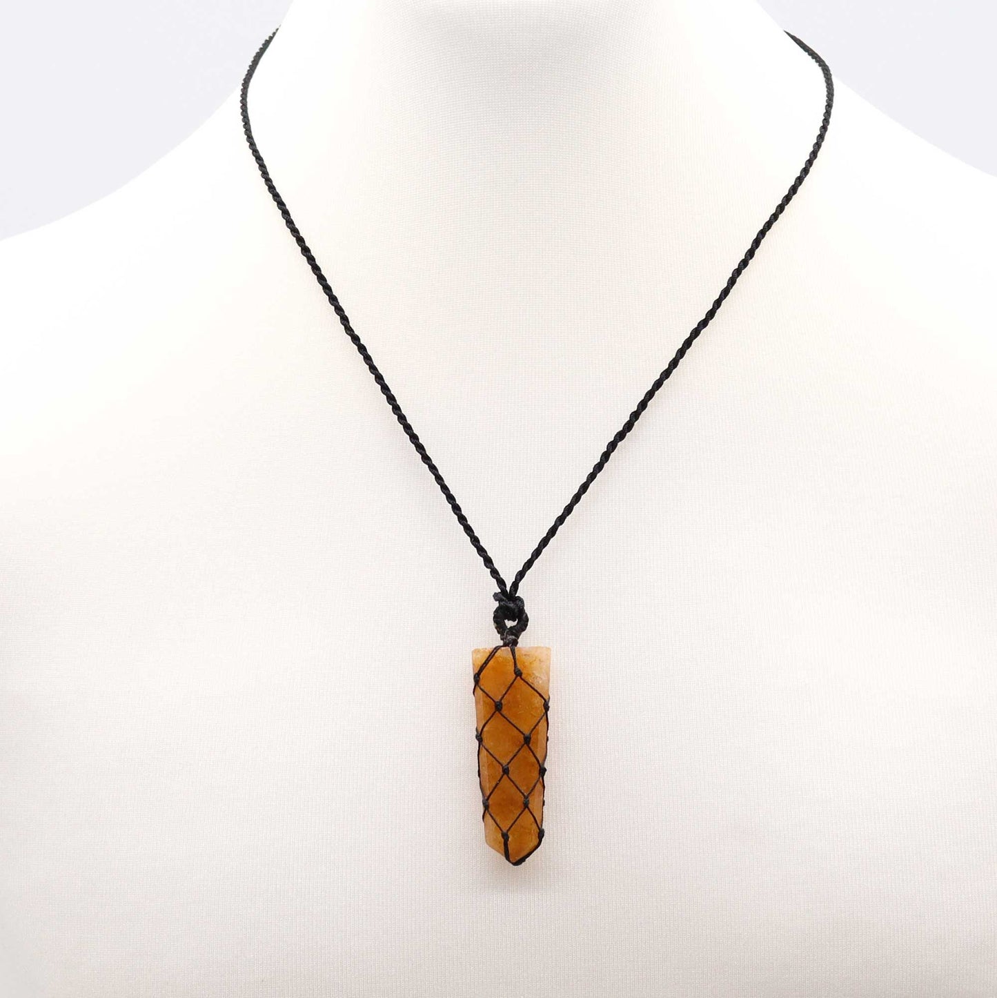 Laced Gemstone Flat Point Pendant – Golden Quartz