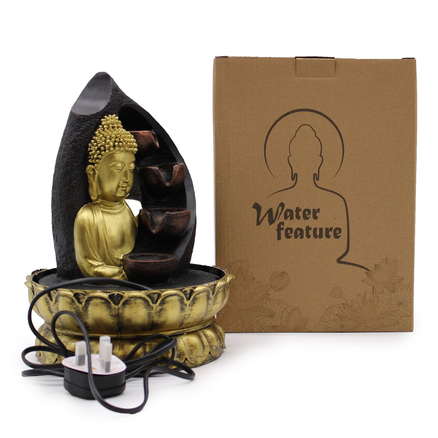 Tabletop Water Fountain – Golden Buddha (30cm)