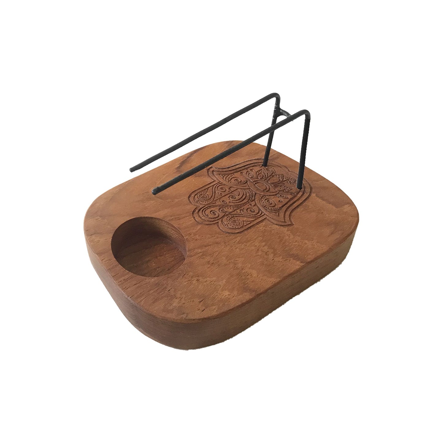 Porte-encens Palo Santo bois teck Hamsa
