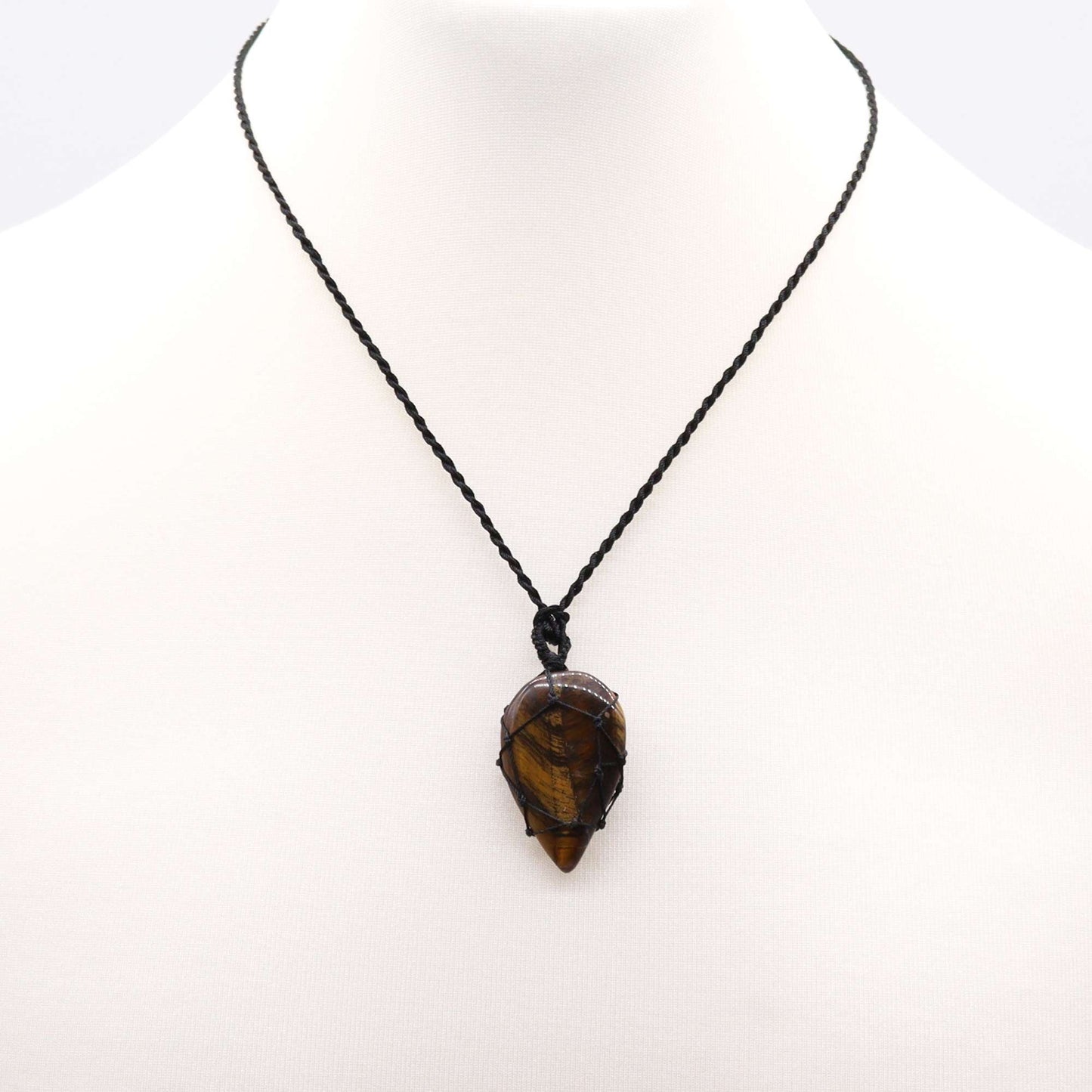 Laced Gemstone Teardrop Pendant – Tiger Eye Natural Stone
