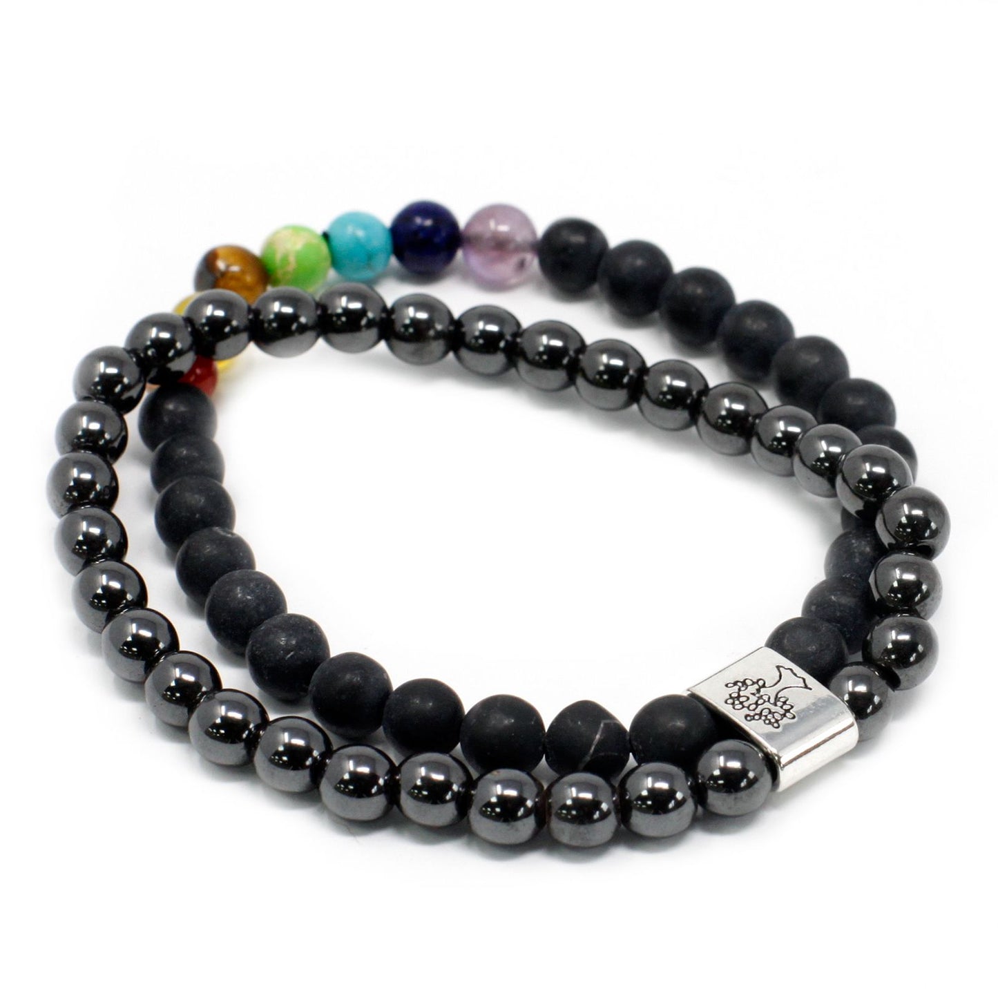 Magnetisches Chakra-Armband aus schwarzem Stein – Naturstein-Design