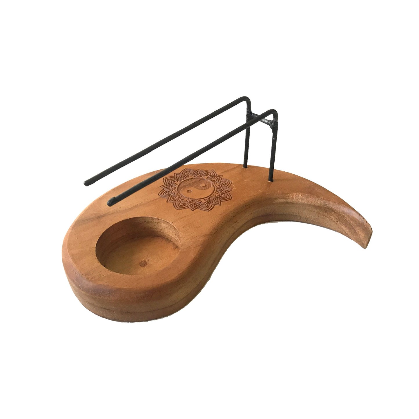 Palo Santo Räucherstäbchenhalter – Yin- und Yang-Design aus Teakholz
