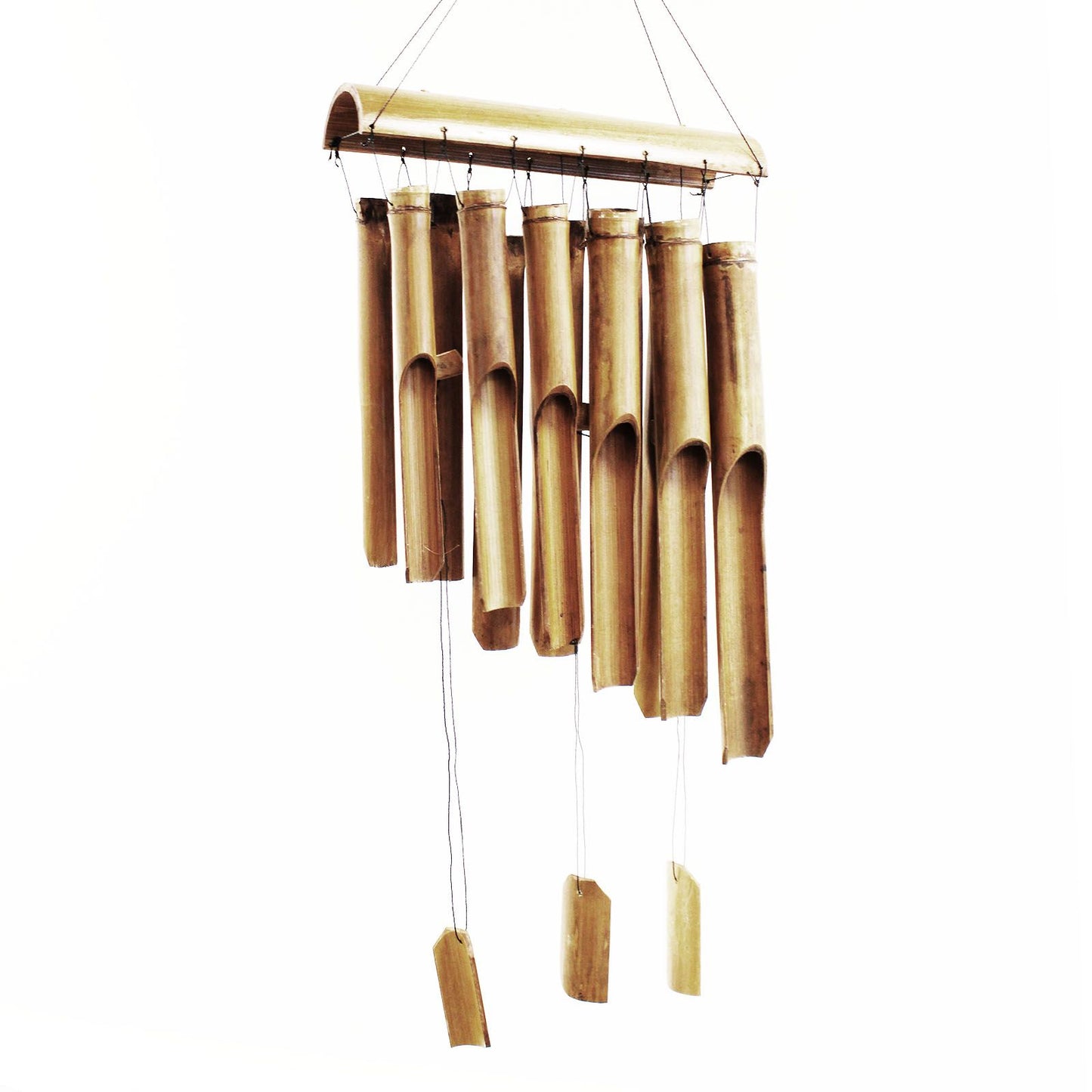 Handgefertigtes Bambus-Windspiel – 12 Röhren | Naturfarben