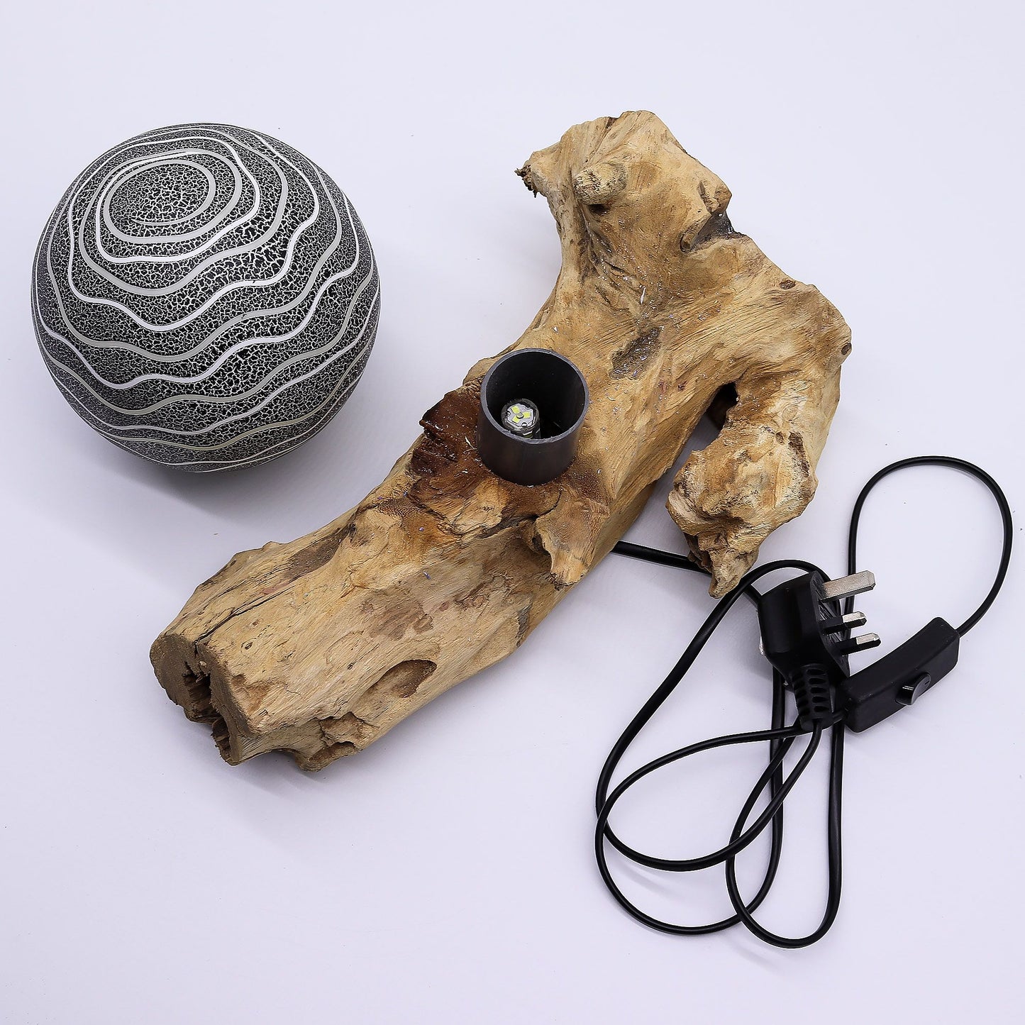 DriftGlow Lampe, grauer Luna-Lampenschirm