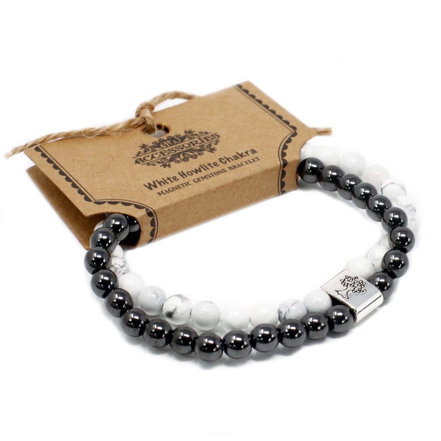 Magnetisches Chakra-Armband aus weißem Howlith – Naturstein-Design