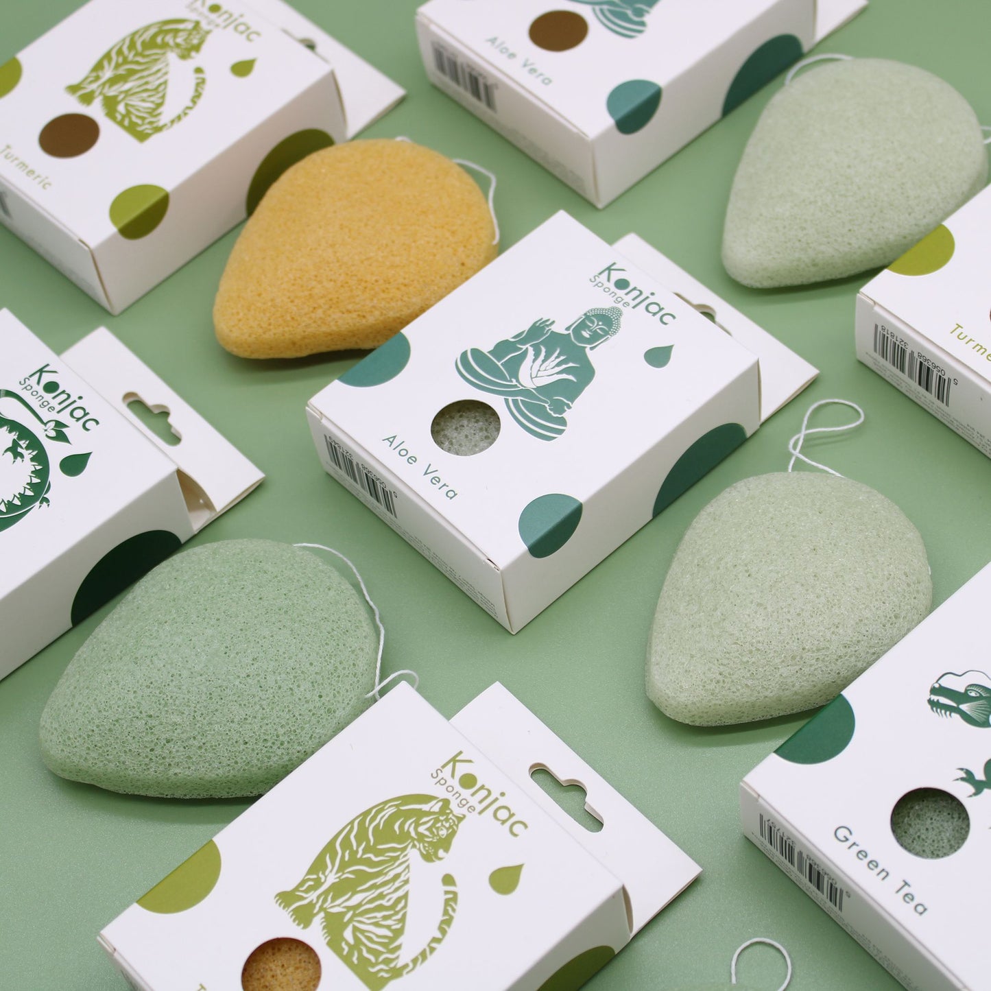 Konjac-Schwamm Tränenform – Grüner Tee – Schützend