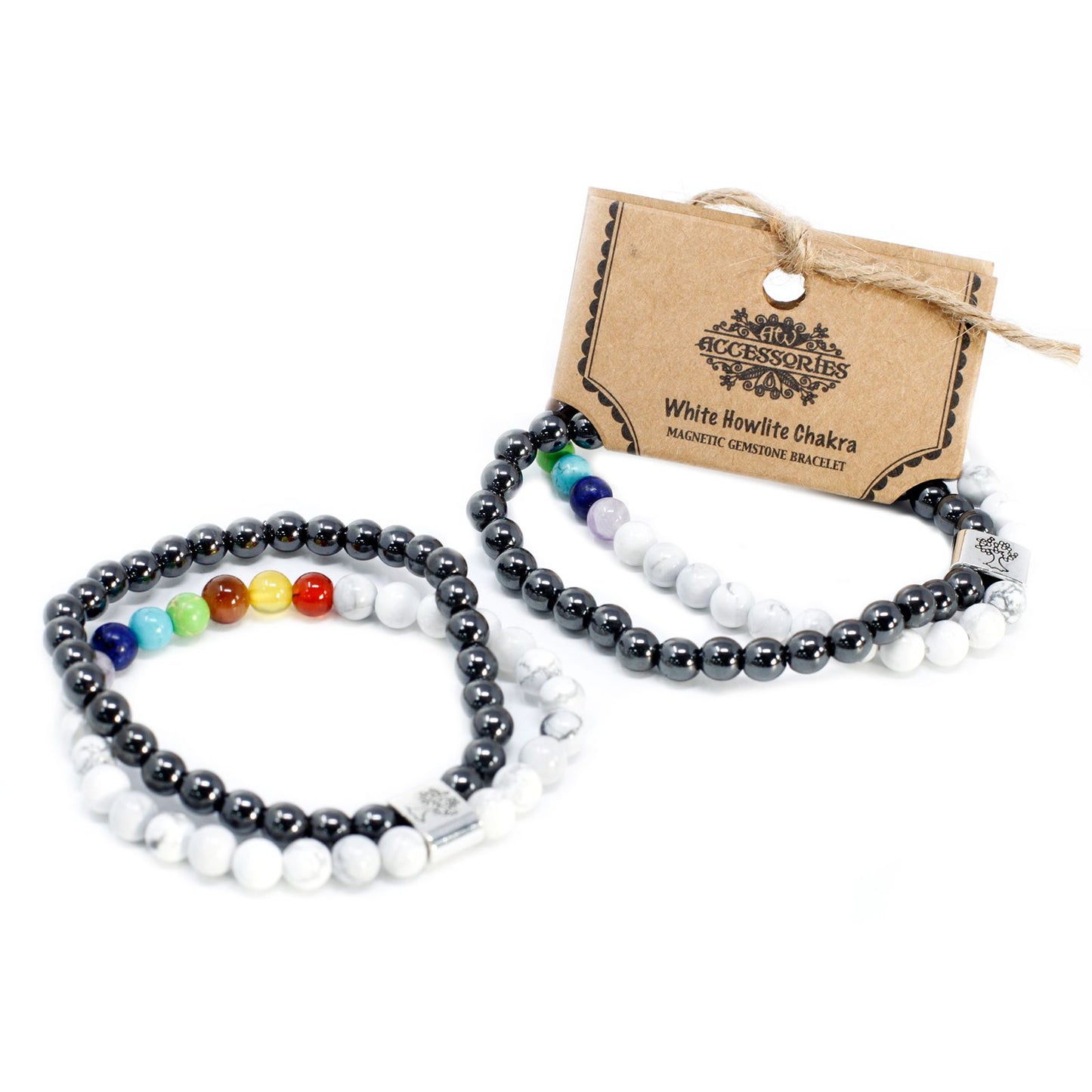 Magnetisches Chakra-Armband aus weißem Howlith – Naturstein-Design